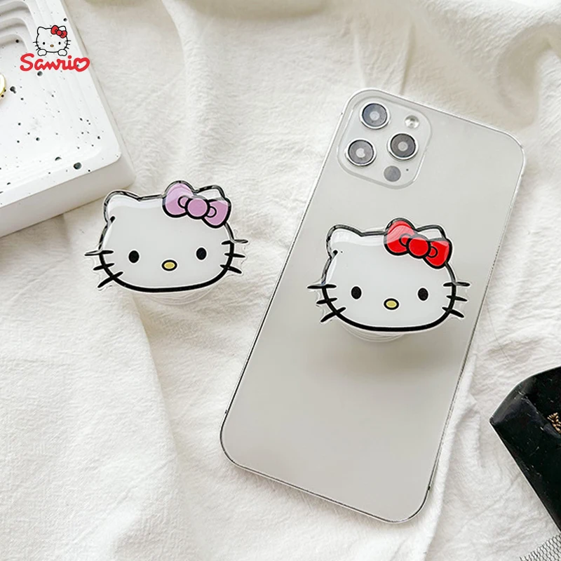 Sanrio Hello Kitty Phone Socket Holder Kawaii Finger Grip Bracket Finger Grip Bracket Desktop Holder Back Sticker Gifts