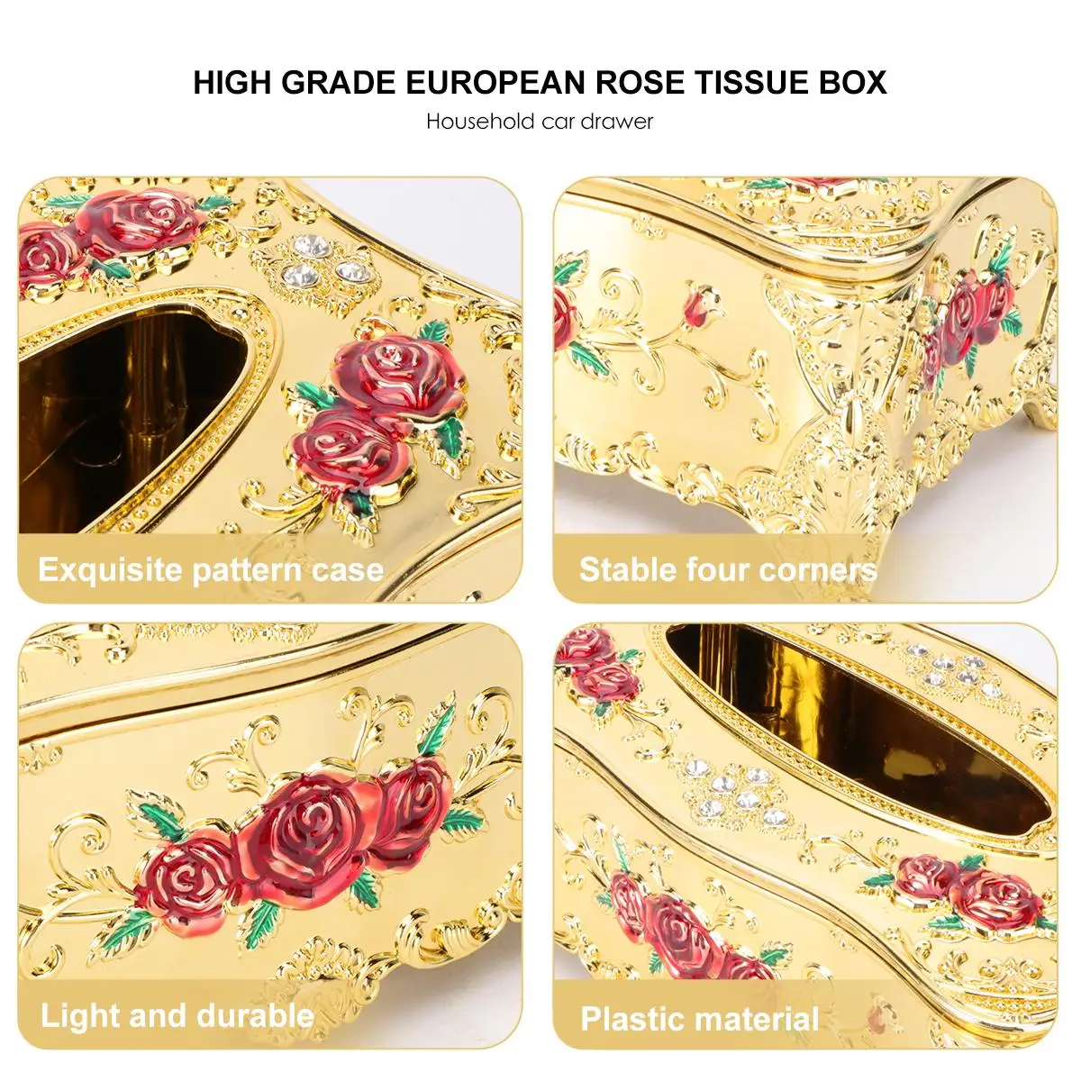 

Tissue Holder Home Decor Bathroom Vintage Rose Patterned Paper Case Grade Tissue Box Fashion Napkin Box European Style Napkin