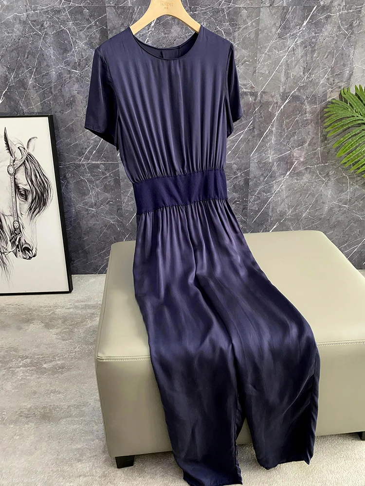 

High-End Lightweight Copper Ammonia Silk Jumpsuit Slimming High Waist Short Sleeve Summer Women's Professional Thin Set