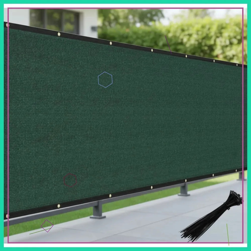 غطاء شبكي من القماش الشبكي لشاشة الخصوصية شديدة التحمل مع حلقات نحاسية لسطح حوض السباحة في الحديقة الخارجية، مقاس 8 × 100 بوصة باللون الأخضر #1