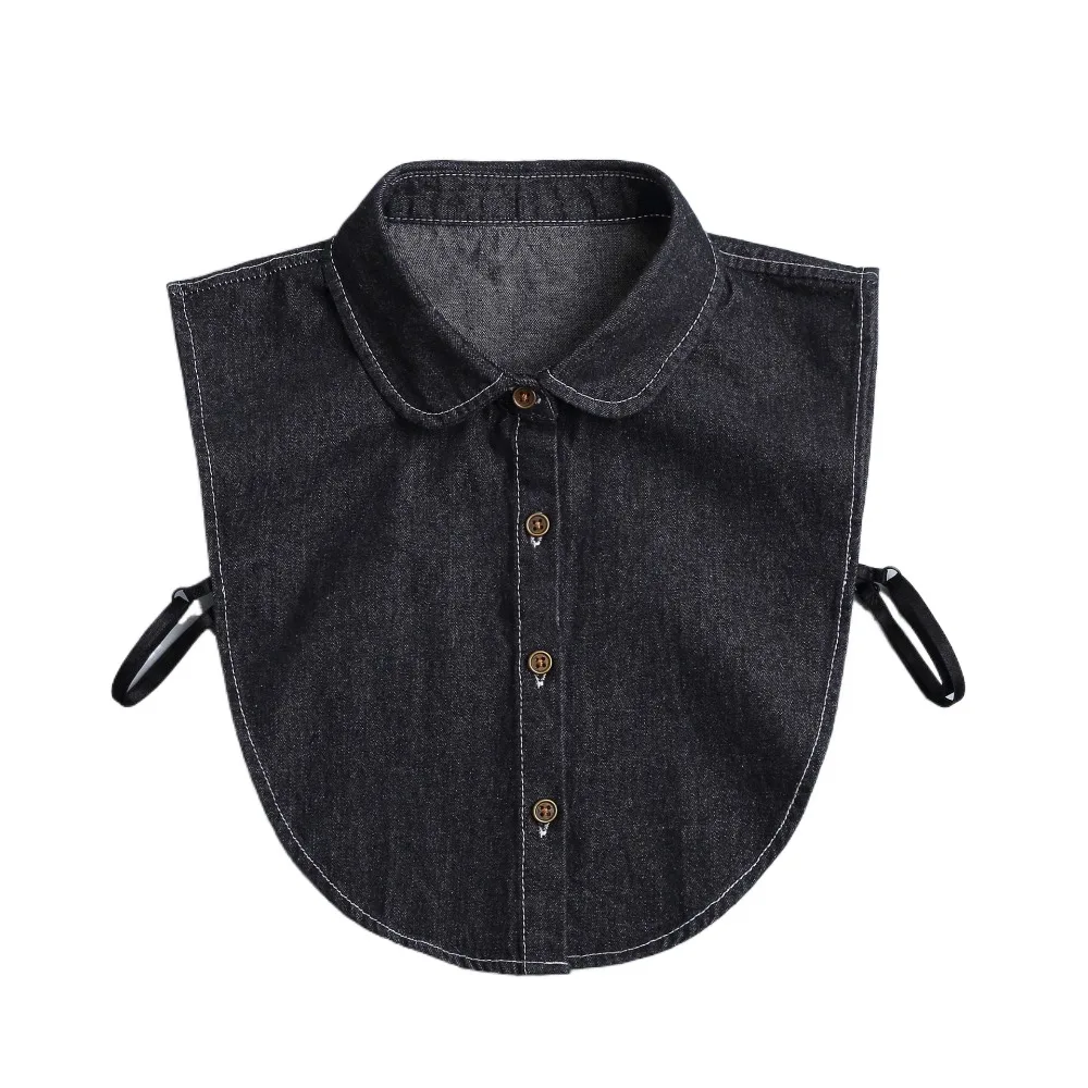 

Adjustable Straps Denim Fake Collar Korean Style Round Neck Turtleneck Fake Collar Solid Color Clothes Accessories