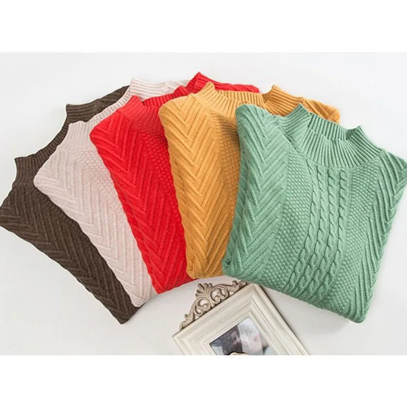 2024 NEW Spring Autumn Women Pullovers Sweater Women Loose Thick Cashmere Wool Knitted Sweater Mother Jumper Knitting Tops