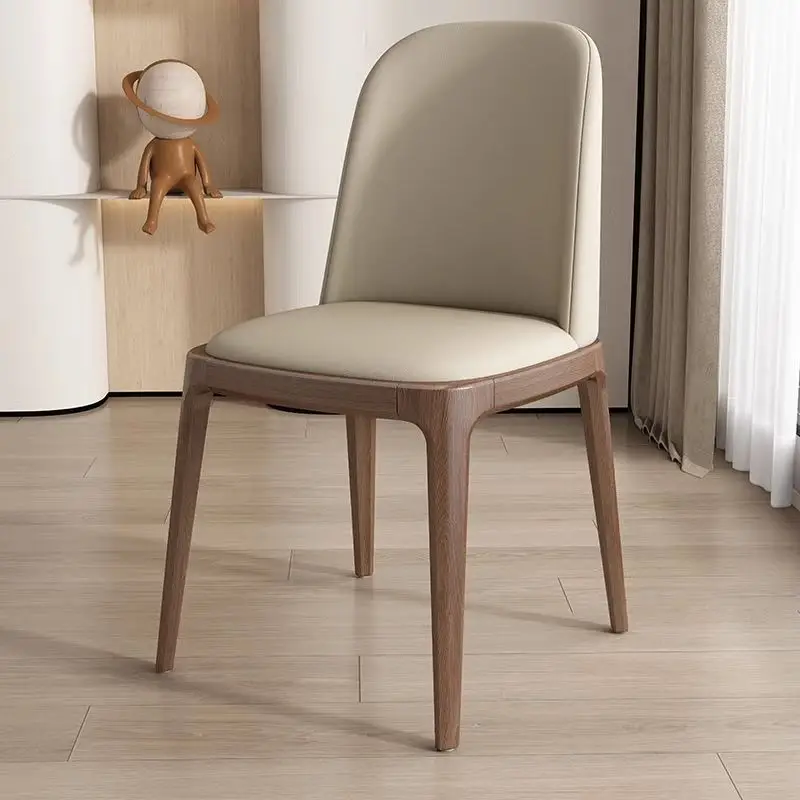 Solid wood chair Soft bag backrest, home dining table and chair Simple and luxurious modern dining chairs in Nordic restaurants