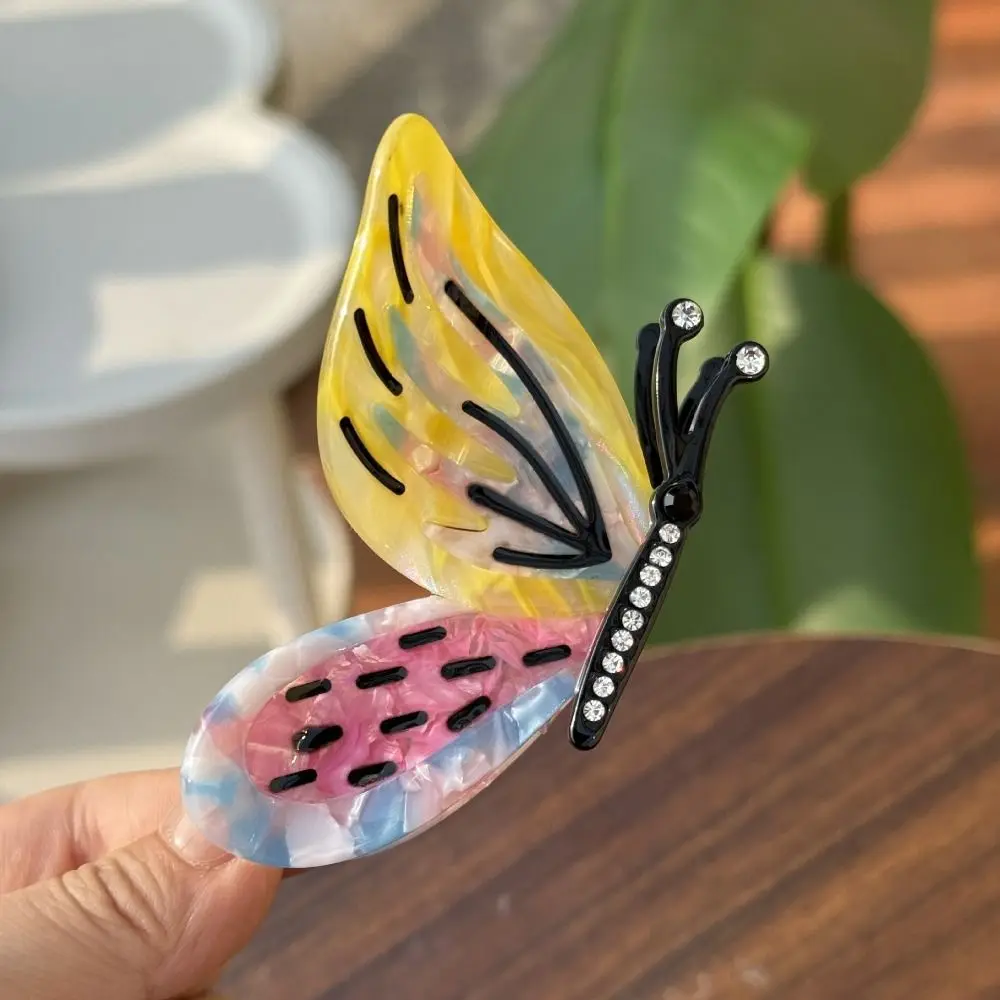 

Sweet Butterfly Acetate Hair Claw High Ponytail Clip Trendy Acetic Acid Hair Claw Korean Style Colorful French Shark Clip