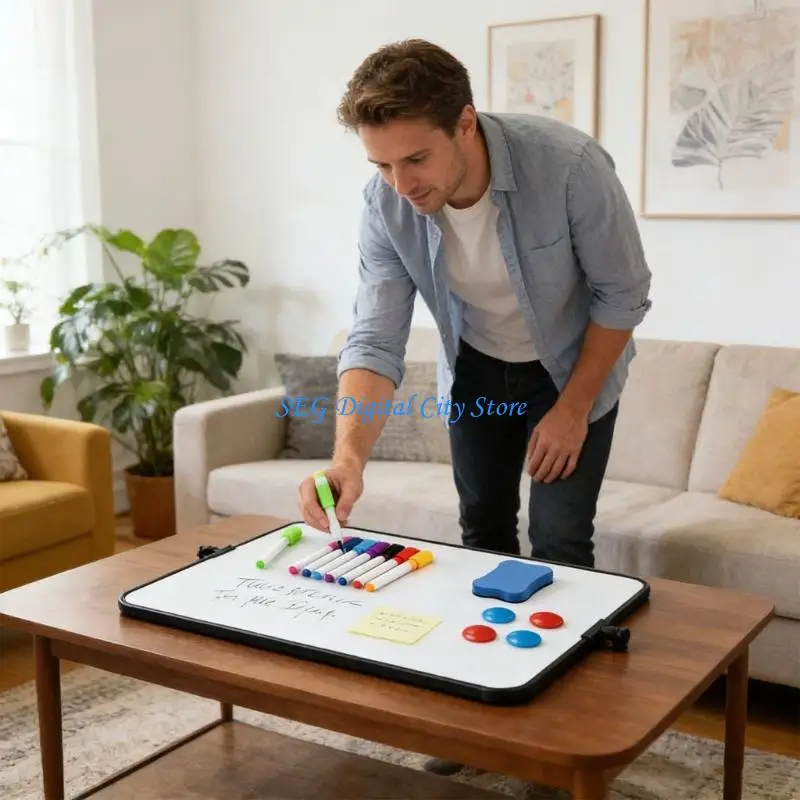 U75B Lightweight Whiteboard Package With 360 Degree Stand And 8 Color Markers Suitable For Home And Classroom Use