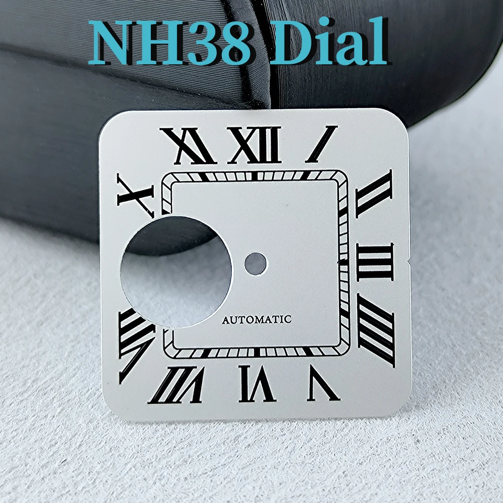 26,8mm NH38 Uhr Quadratisches Zifferblatt mit Anpassbarem Logo, Zifferblatt mit Römischen Ziffern, Zifferblatt mit Offenem Herzen, Passend für NH38 Uhrwerk Zubehör
