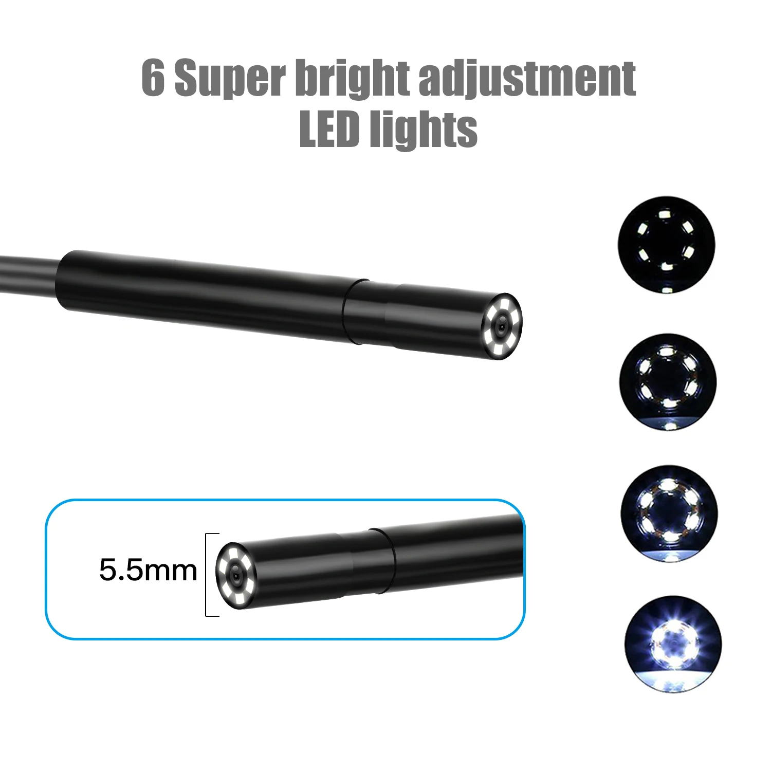 1080P color LCD endoscope with light, 5.5mm endoscope camera, suitable for car,house pipeline inspection, electronic maintenance