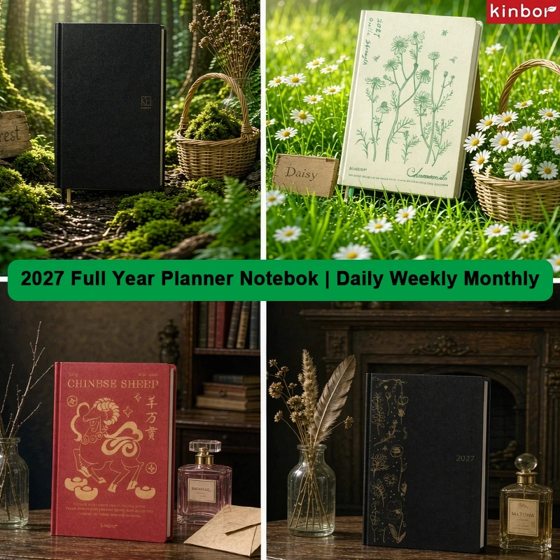 Kinbor A5 A6 Notatnik na cały rok lub Uroczy Planer Tygodniowy 2027 lub Niedatowany Notatnik z Planem Tygodniowym Agenda Notatnik Podręcznik Zarządzania Czasem — zdjęcie produktu 3
