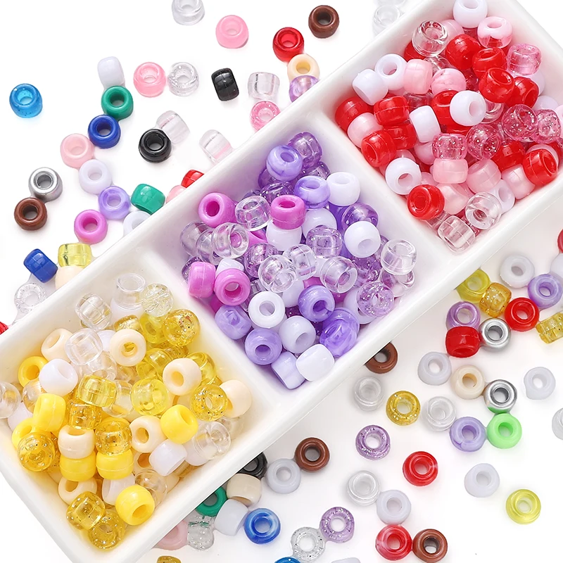 100Pcs/lot 6x9mm Acrylic Beads Hole 3.5mm Spacer Bucket Beads For Jewelry Making DIY Bracelet  Necklace Earrings Accessories
