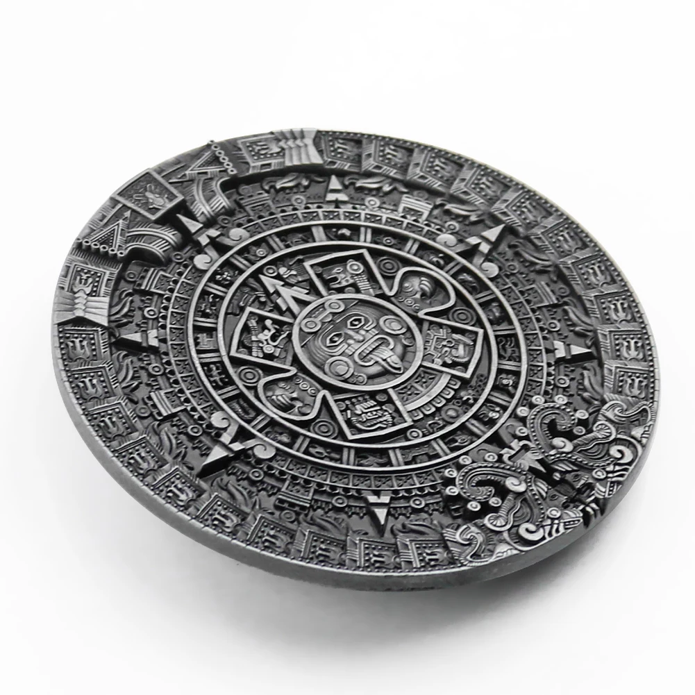 Vintage Aztec Solar Calendar Maya Belt Buckle for Men Mysterious Ancient Maya Civilization Pattern Belt Buckle Jeans Accessories