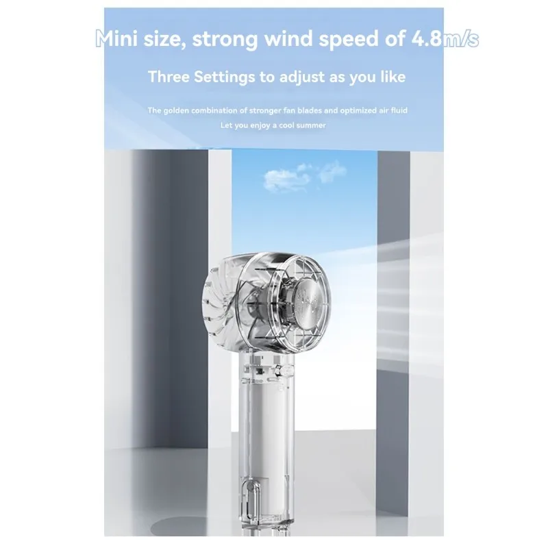 

-November Mini Turbo USB Semiconductor Handheld Fan-Creative Transparent Cooling Ice Pad Fan-Portable Convenient Design