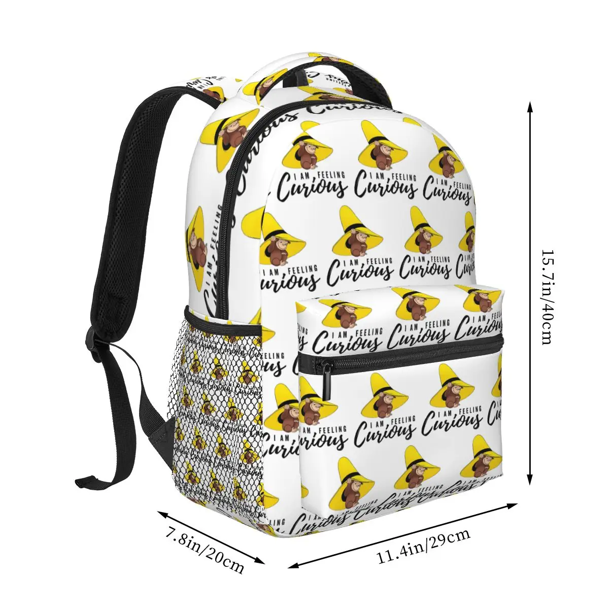 Brown Curious Monkey With Yellow Hat Backpack Hot Sale Daypack Large Capacity Boys Girls BookBag School Bag Shoulder Bags