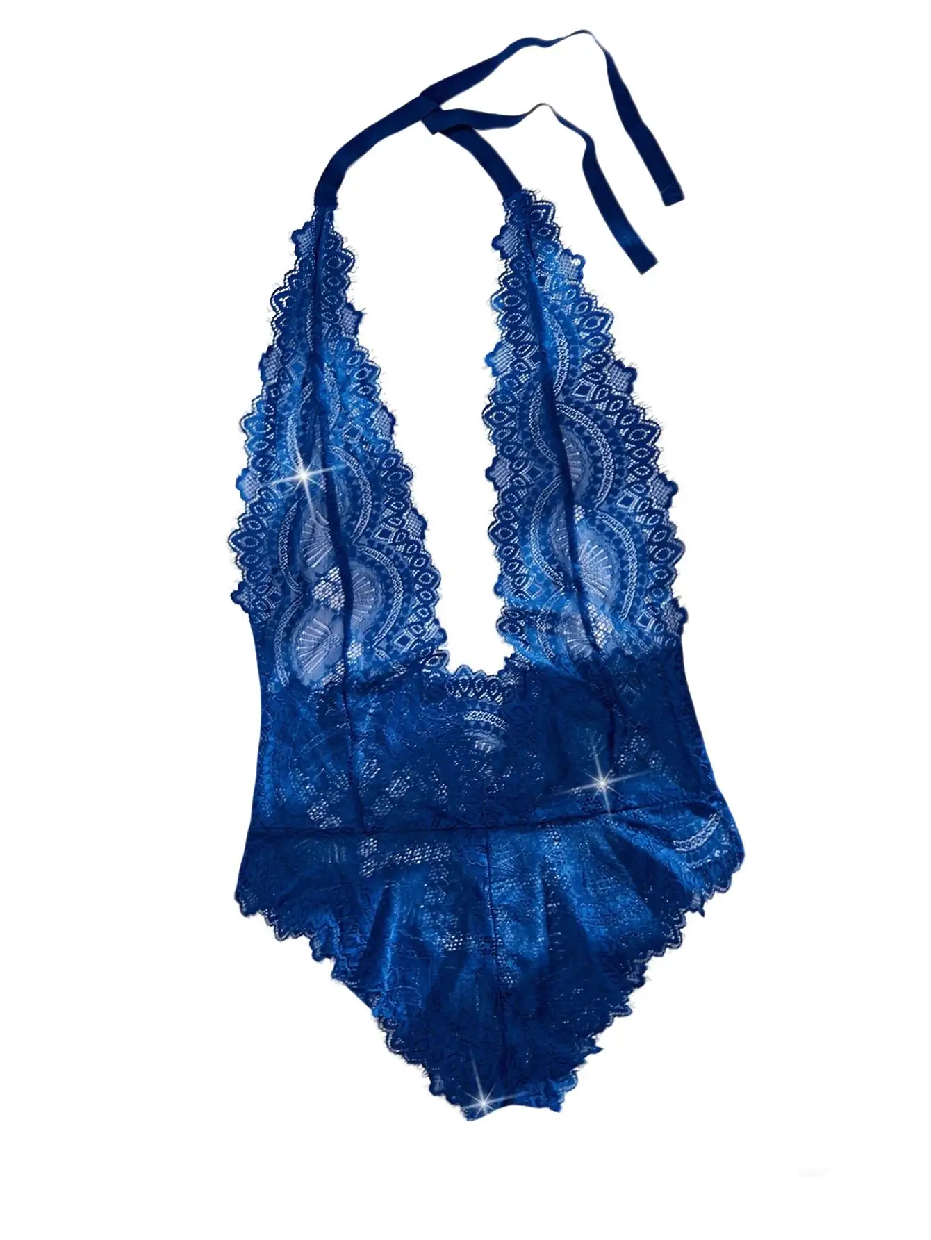 Dating-Überraschung Damen Spitzen-Neckholder-Bodysuit, Hohl-BH, Drahtlos, Rückenfrei, Ohne Polster, Transparente Unterwäsche, Babydoll-Kleid