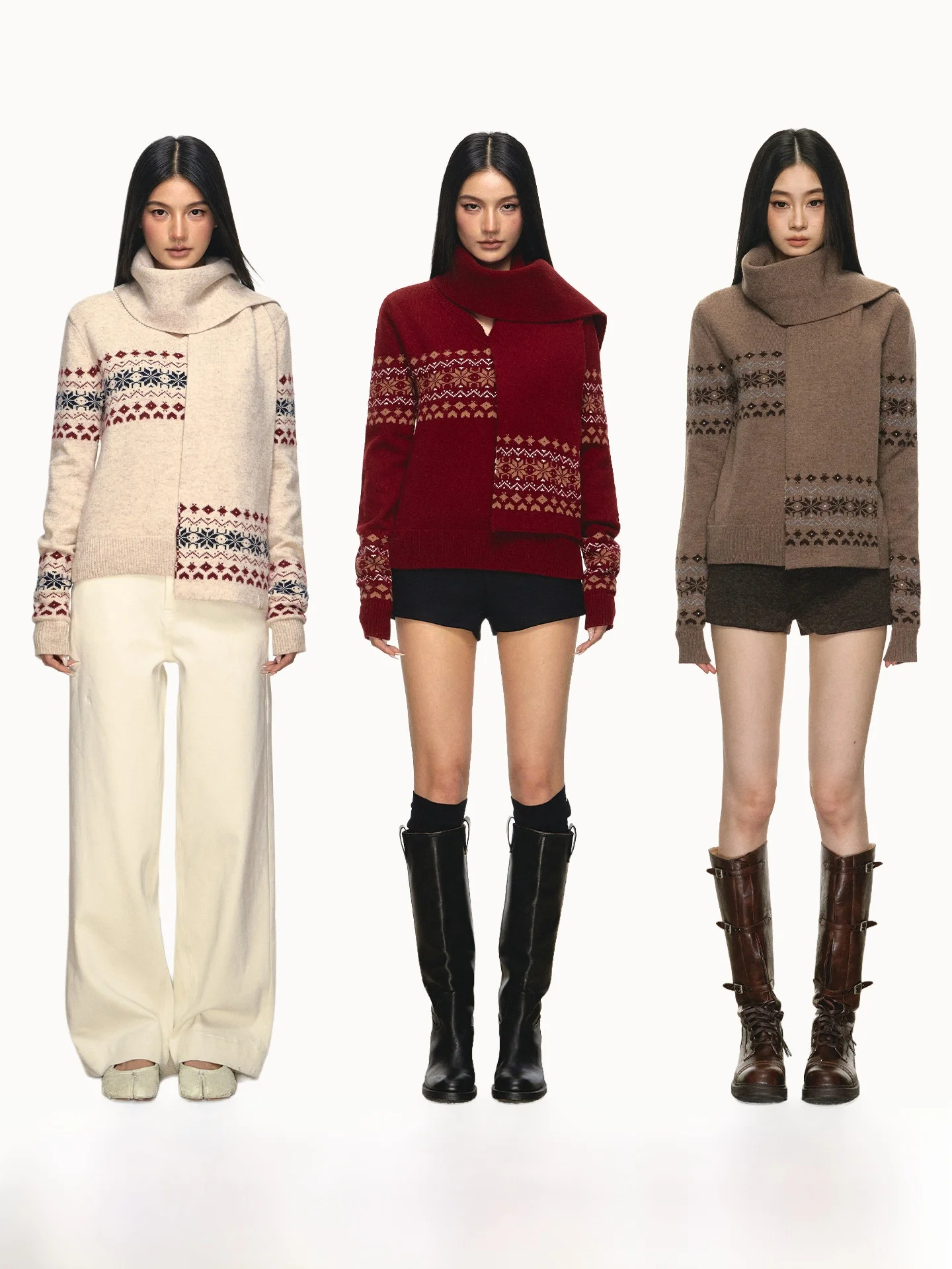 

ANNA ANEAE Новая зимняя женская вязаная кофта с бахромой, длинными рукавами, теплая, модная, повседневная, с геометрическим узором, топ