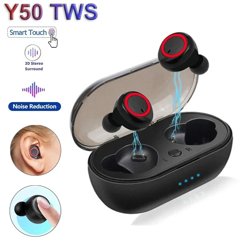 Y50 TWS سماعة رأس لاسلكية V5.0 سماعة بلوتوث سماعات رياضية ستيريو مقاوم للماء سماعات أذن مع ميكروفون للهواتف الذكية