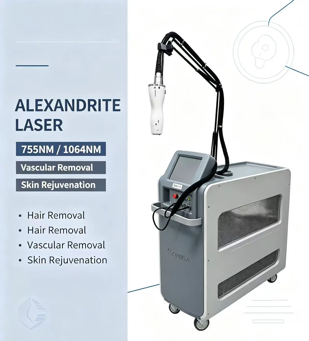 New Professional Long Pulse Fiber Laser Beauty Machine 7551064nm Hair Removal Skin Whitening Vessel Removal For Beauty Salon Spa