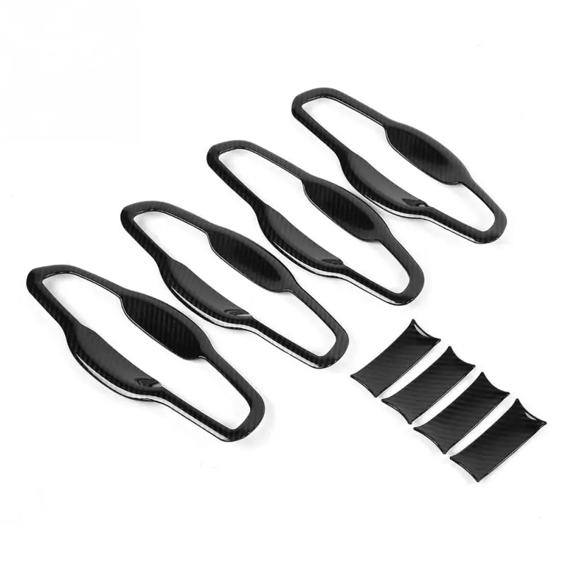 

8 pcs Carbon Fiber Style Car Door Handle Bowl Frame Trim Stickers Protector for Honda CRV 2017 Car Styling