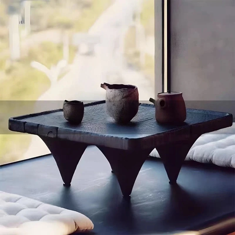 For Creative Carbonized Wood Square Coffee Table, Ornament Model Room Bed and Breakfast Coffee Table