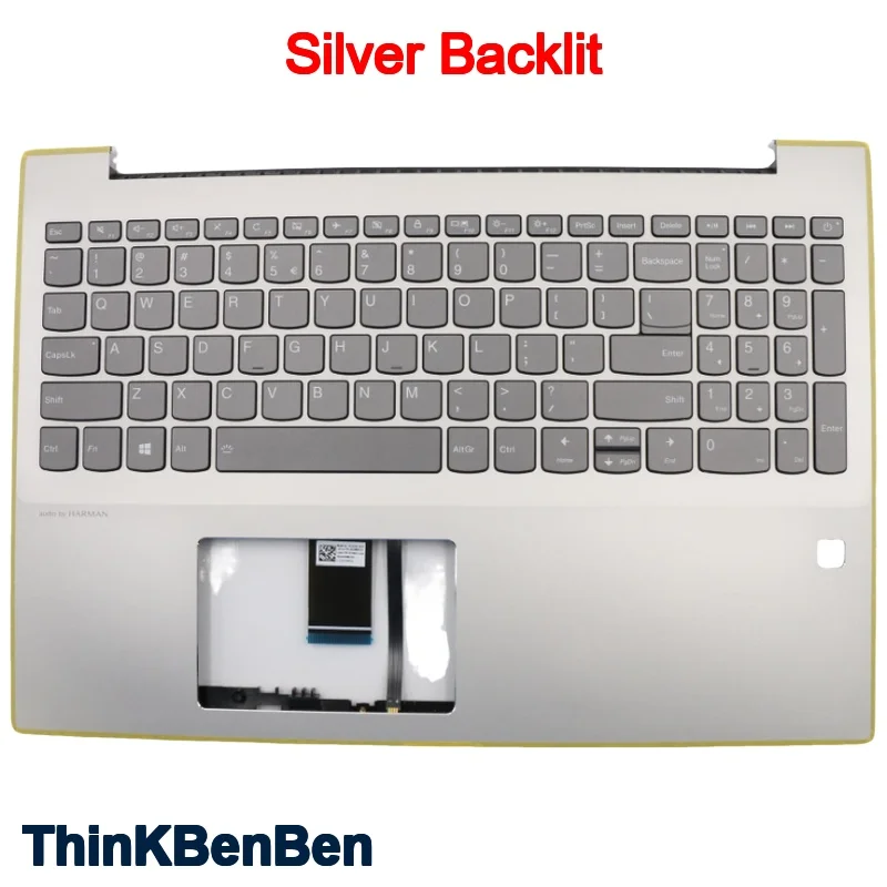 Silver Upper Case Palmrest Shell Cover Backlit Keyboard For Lenovo Ideapad 720 15 15IKB 5CB0P26335 5CB0P26322