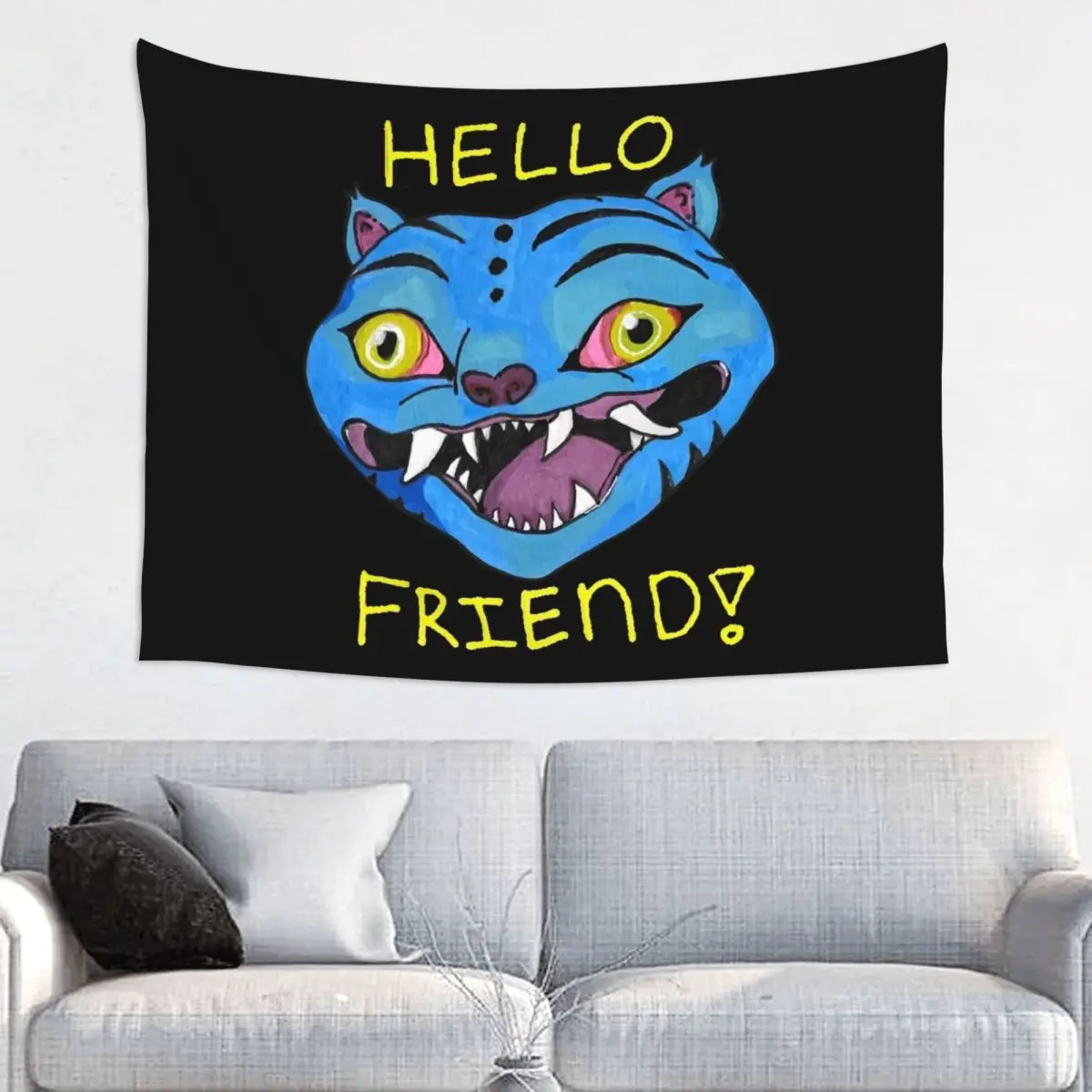 

Blue Tiger Kpop Demon Hunters Tapestry Wall Hanging Hippie Polyester Tapestry INS Throw Rug Blanket Wall Decor Tapiz