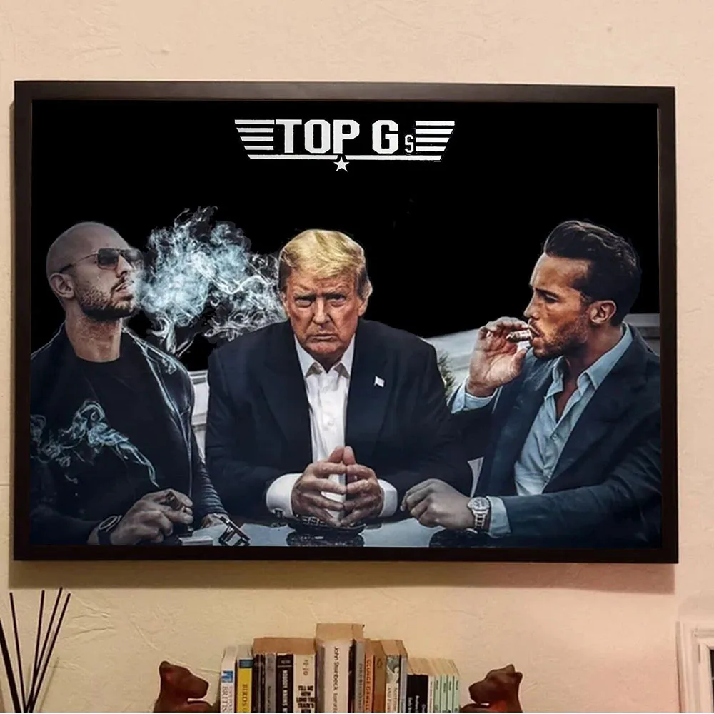 The Three Top Meeting Canvas Painting Andrew Trump and Tristan Poster and Prints Aesthetic Picture for Room Home Decor Wall Art