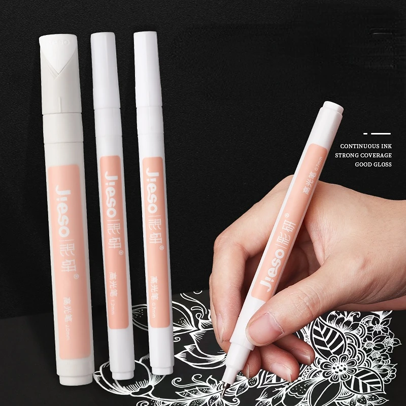 White Oily High-gloss Pen Children's Art Students Special Hand-painted Hook Line Animation Opaque Acrylic Marker Pen