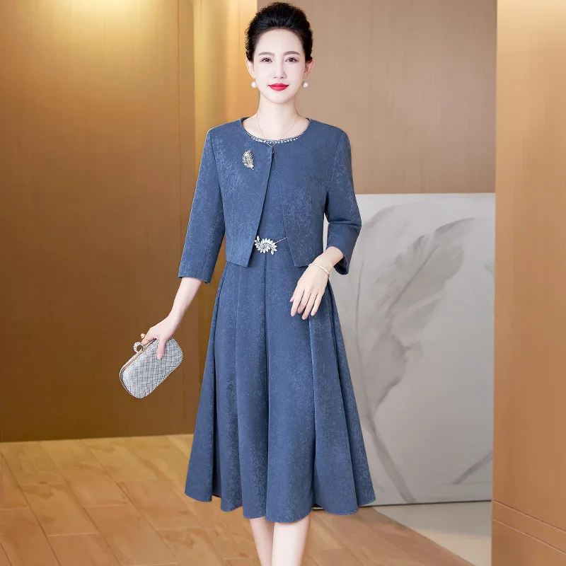 

Yourqipao Chinese Traditional Cheongsam Two-piece Mother Of The Bride Evening Dresses Blue Wedding Guest Gowns Women Qipao Skirt