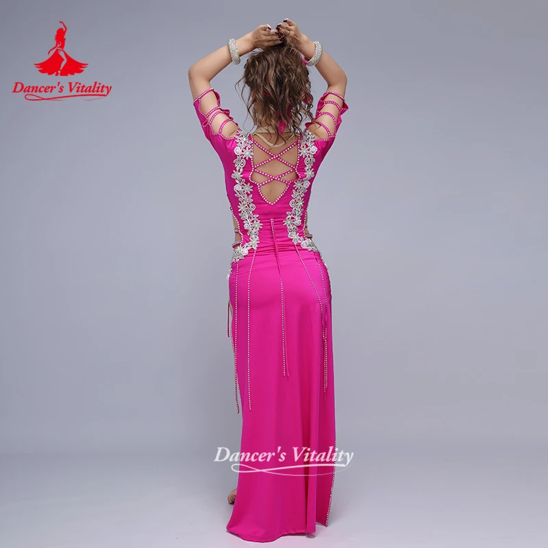 ملابس رقص البطن للنساء كبار AB الأحجار رداء + حمالة صدر + وشاح الرأس 3 قطعة Shaabi Baladi Saidi ملابس المنافسة حيوية الراقصة