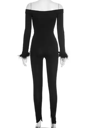 Women's Chic Fur Cuffed Autumn Jumpsuit - usage example