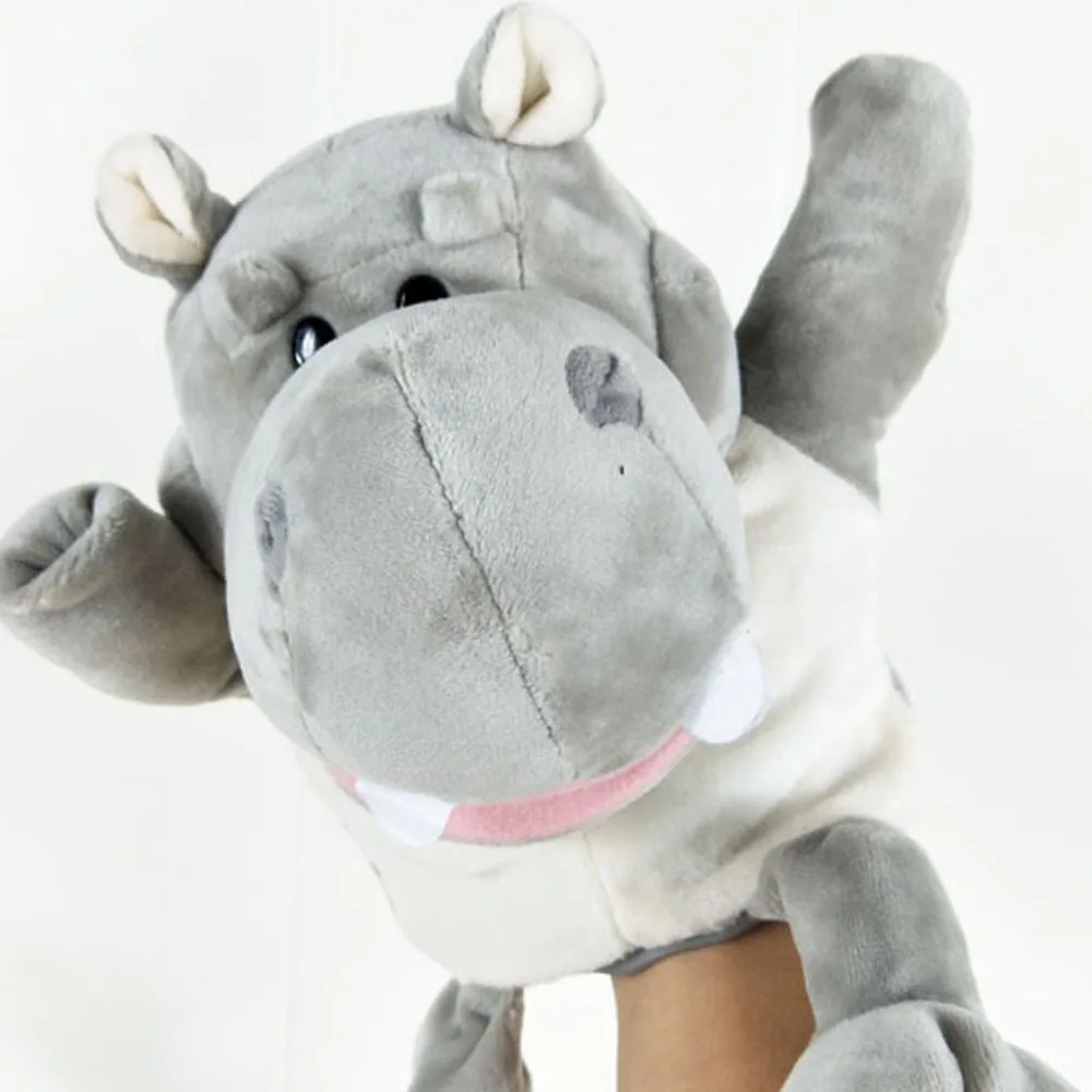 Marioneta de mano para bebé, juguete de peluche de hipopótamo grande gris