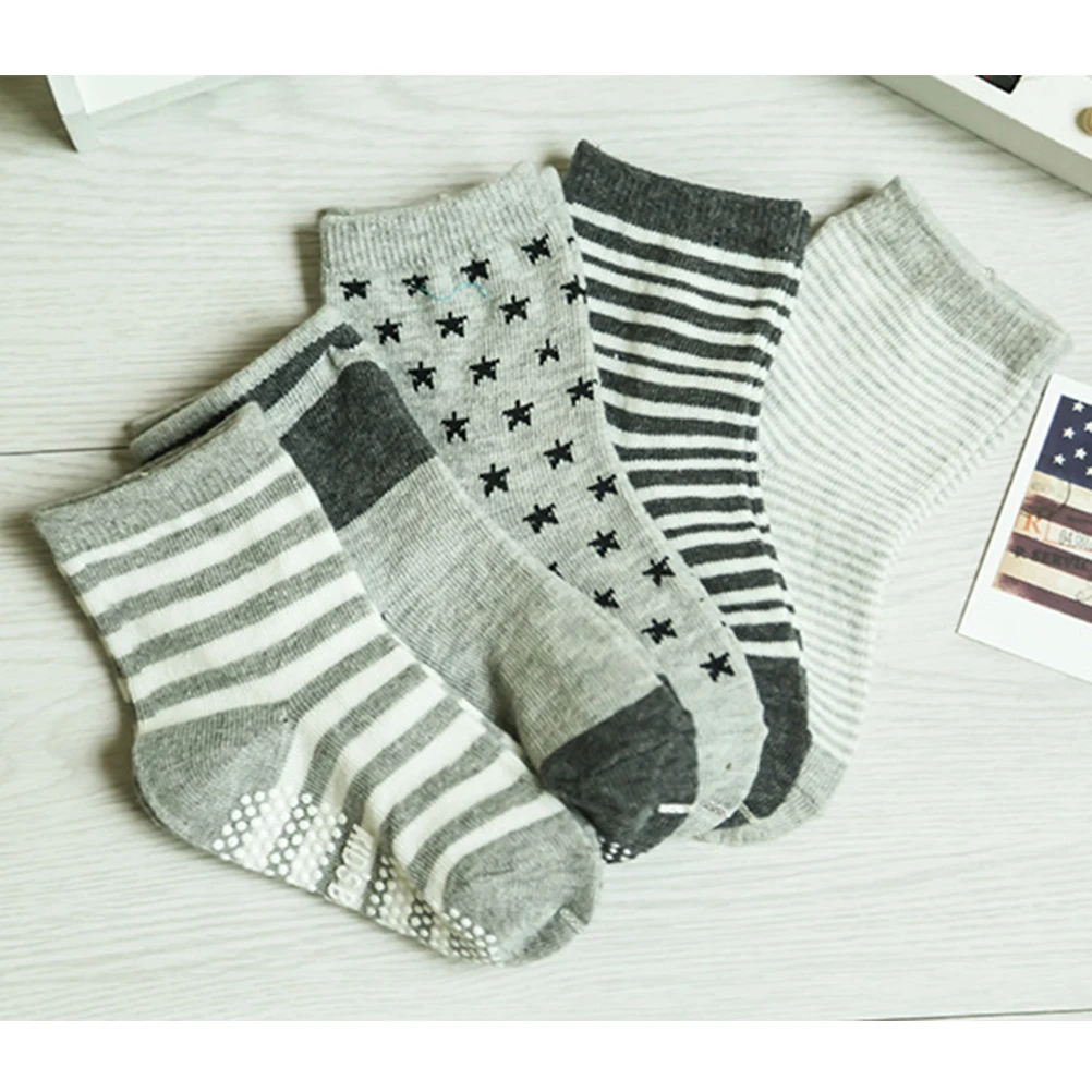

12pcs Pure Cotton Kids Socks Non Skid Baby Toddler Socks Soft Breathable Comfortable Cute Summer Winter All Season 1-3 Years