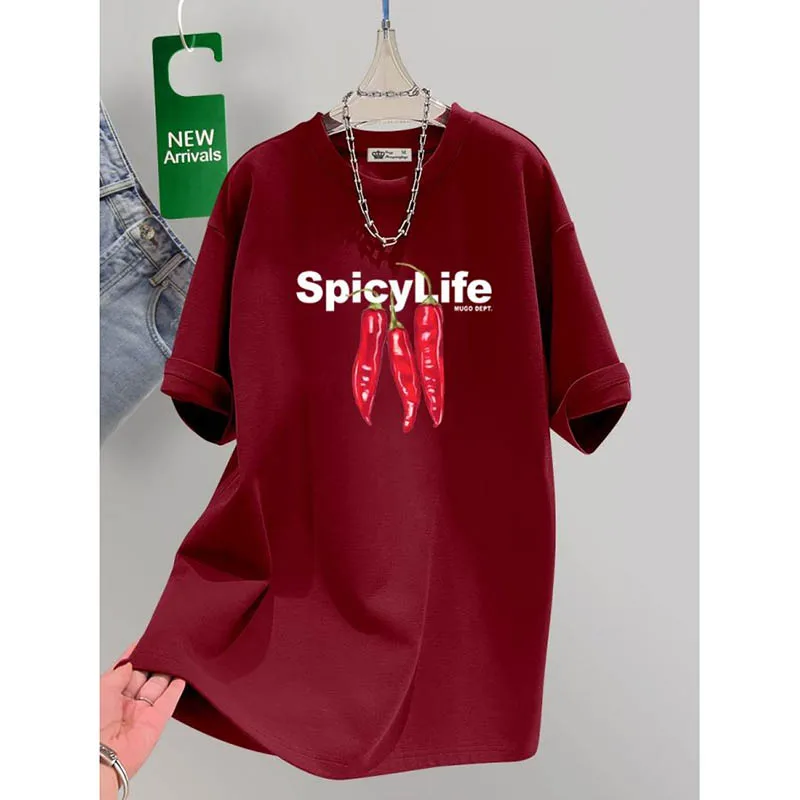 ملابس النساء كل مباراة القطن الخالص الأساسية قصيرة الأكمام التي شيرت الصيف عادية فضفاض إلكتروني طباعة تي شيرت مكتب سيدة Y2k البلوز