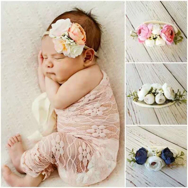 Bohemia Fashion Artificial Flower Elastic Nylon Hairband Cute Princess Wreath Headband Sweet Hair Accessories Photography Prop