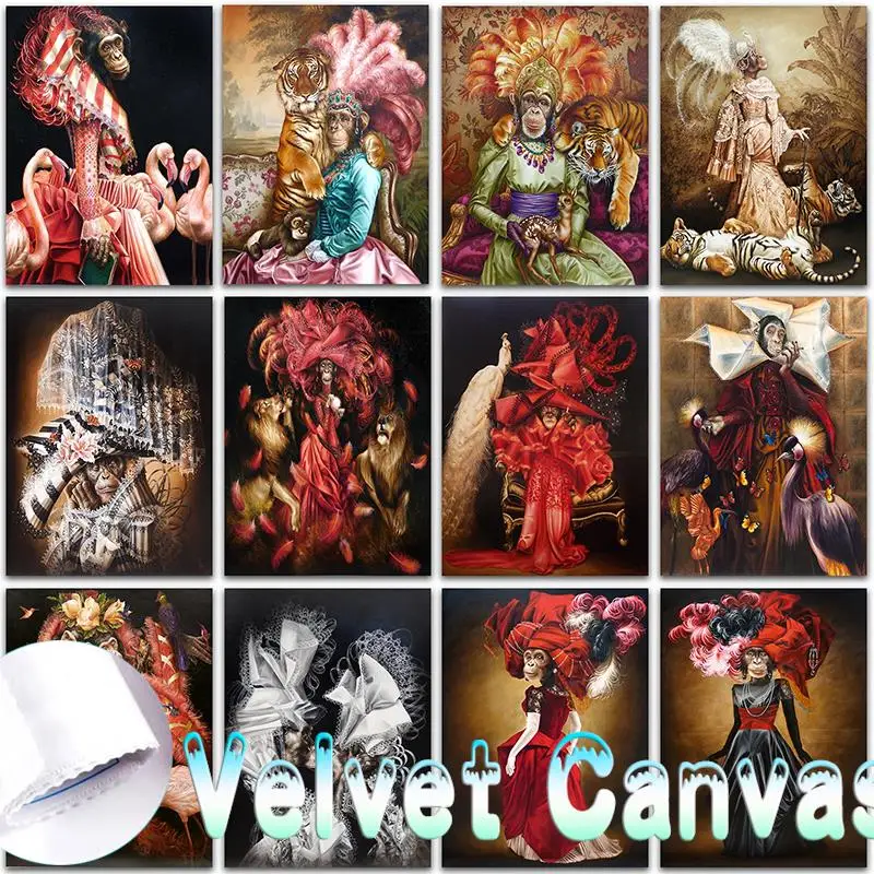 DIY Velvet Diamond Painting Kit Animals Orangutan Flamingo Tiger Full Square Round Diamond Mosaic Embroidery Cross Stitch Home