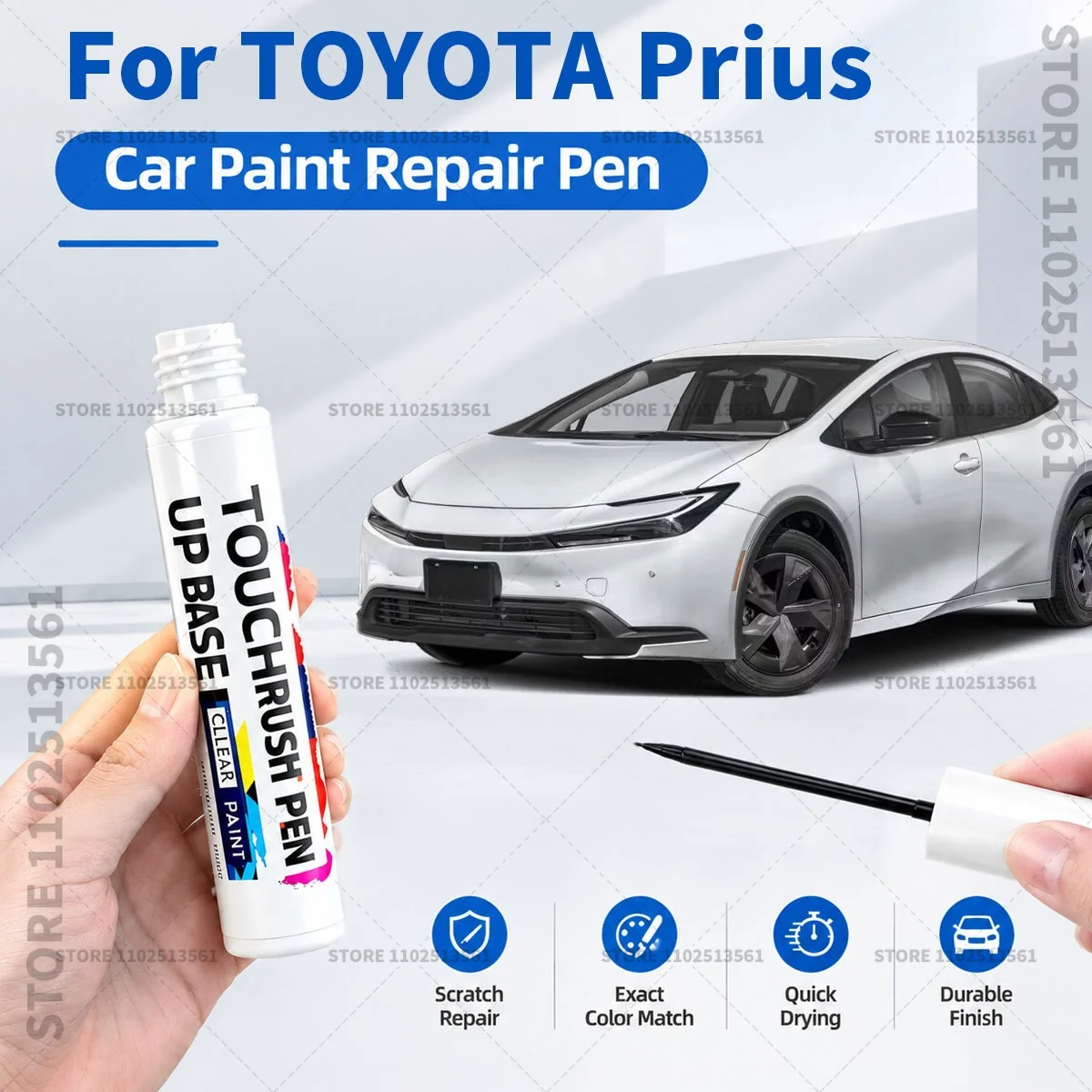 Car Touch Up Paint Pen Quick Repair Scratch Remover Auto Paint Brush Easy Application For TOYOTA Prius White Black Gray Blue