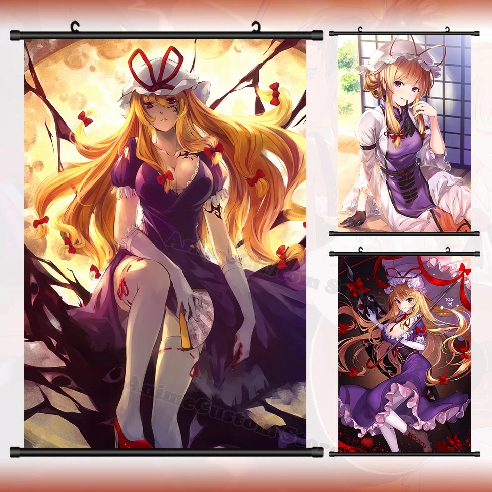 Anime Yakumo Yukari Cosplay Cartoon Wall Scroll Roll Painting Poster Hanging Picture Poster Home Decor Art Gift