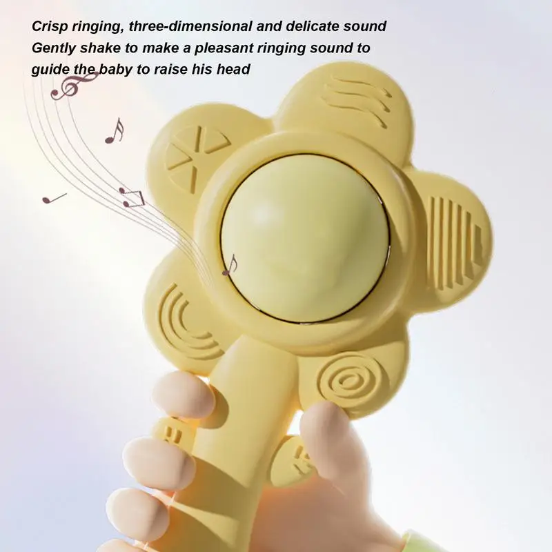 Sunflower Rattle Grab Shake Toy Silicone Babies Rattle Toy Sensory Teething Toy For Toddler Boy Girl Aged 6-18 Months