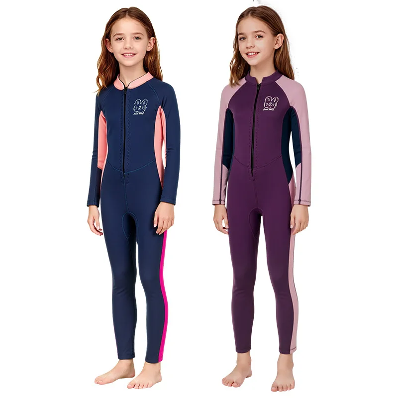 children's-wetsuit-25mm-long-sleeve-surfing-suit-anti-cold-jellyfish-suit-diving-suit-girls-medium-and-large-size-swimming-co