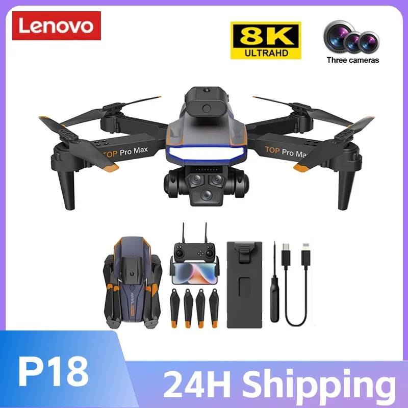 

Lenovo P18 New WIFI FPV Drone HD 8K 1080P Three Camera Height Hold RC Foldable Quadcopter Helicopters Remote Control Airplanes