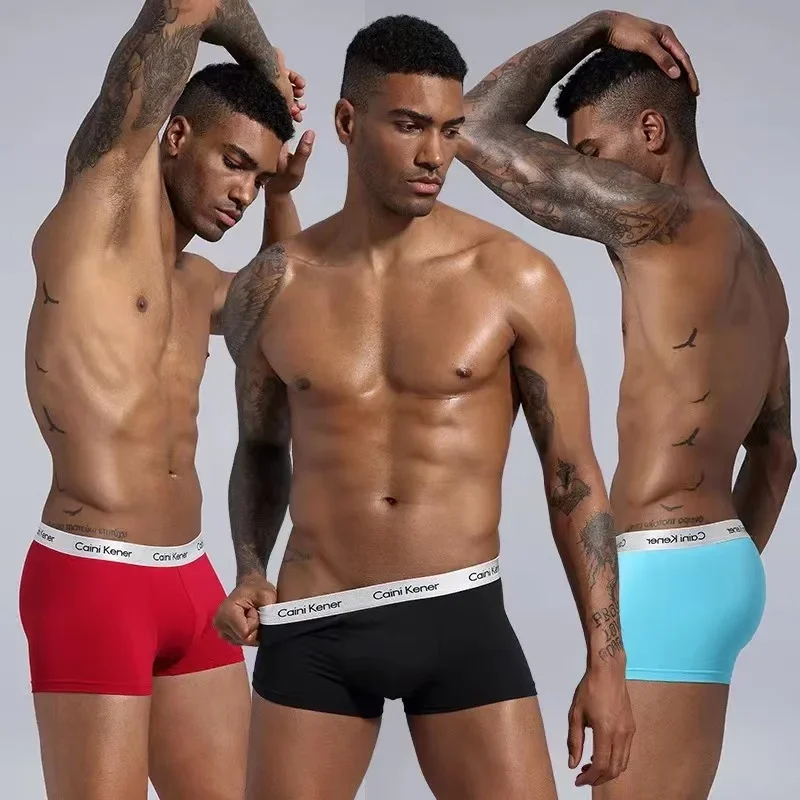 2Pcs/ Men\'s Underwear Fashion Sexy Boxer Fashion Classic Commercial Solid Color Breathable Boxer Shorts 3D Pouch Men\'s Underwear