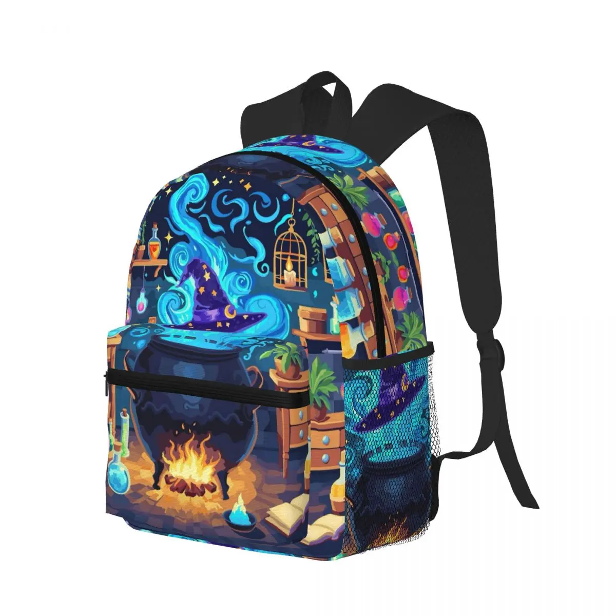 Witch'S Potion Brewing Scene Printed  Student Backpack School Bag Hiking Travel Daypack for Men Women Bookbag Shoulder Bags