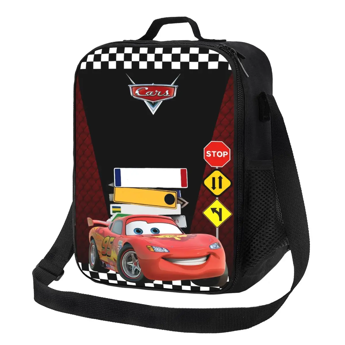 Custom Lightning McQueen Racer Insulated Lunch Bag for Women Cartoon Cars Thermal Cooler Lunch Box Office Work School