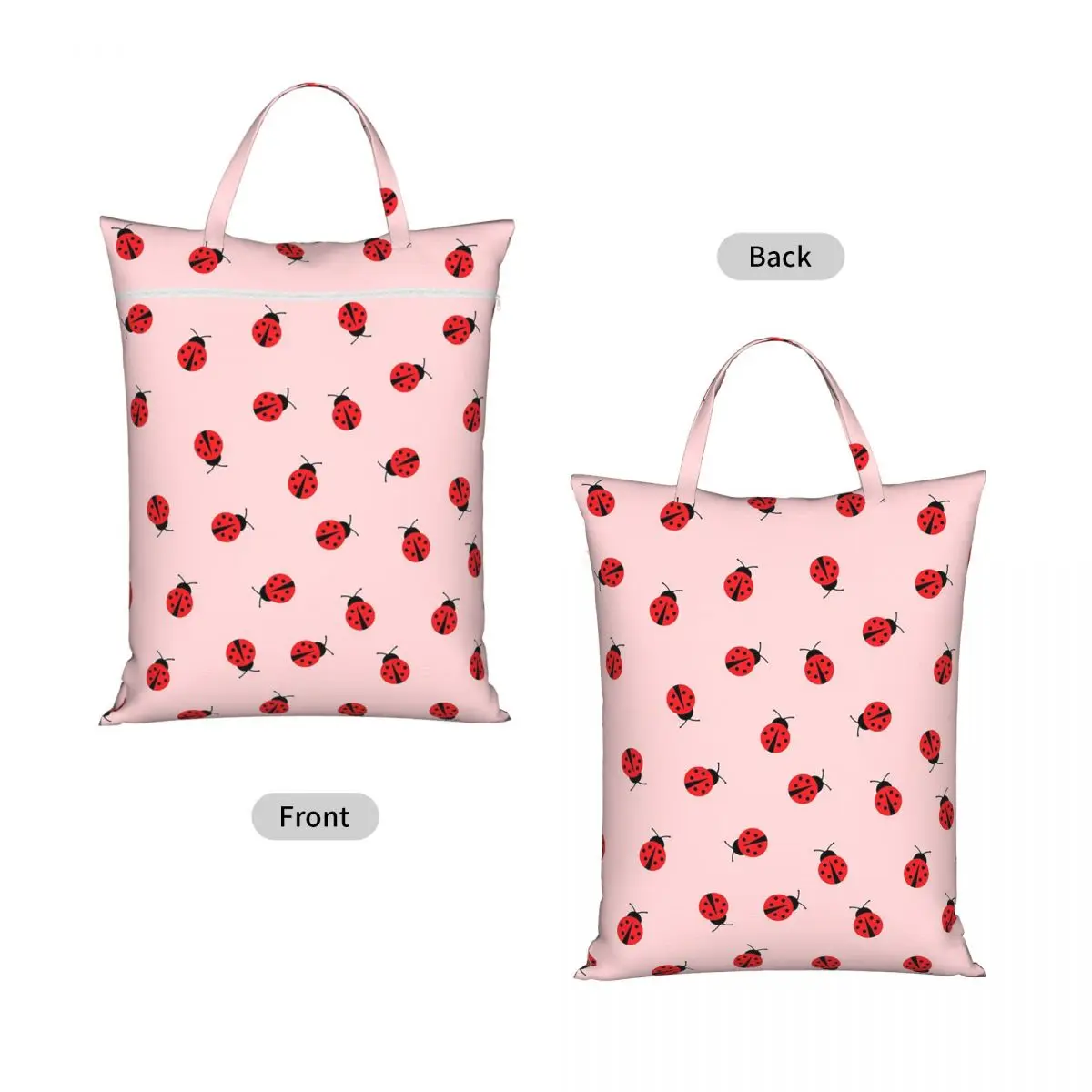 Cute Ladybug Pattern On Pink Background Laundry Collector Foldable Laundry Basket Large Storage Washing Basket Home Organizer