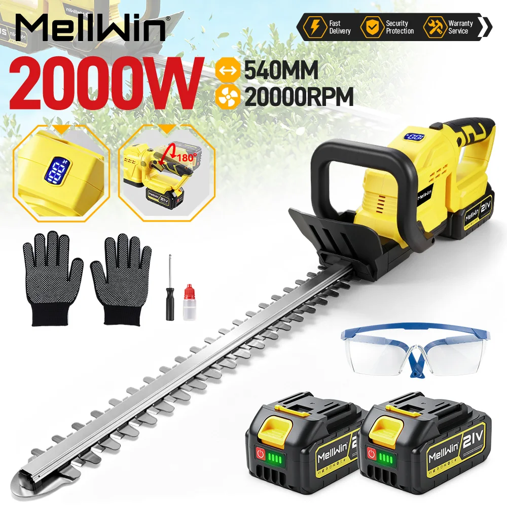 MELLWIN 20000RPM Kabelloser Elektrischer Heckenschneider Garten-Landschaftspflege Heckenschere Trimmer-Werkzeug für Makita 18V Akku