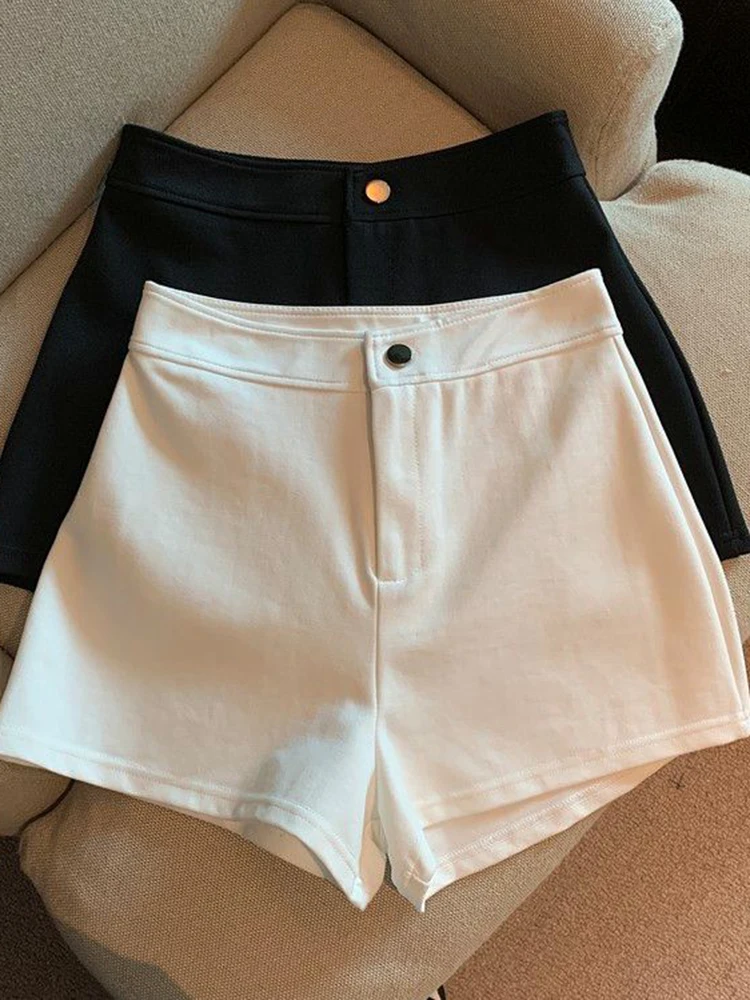 Zoki-shorts femininos de algodão monocromático, streetwear sexy, cintura alta, shorts hotsweet finos, shorts casuais coreanos, simples e monocromáticos, verão