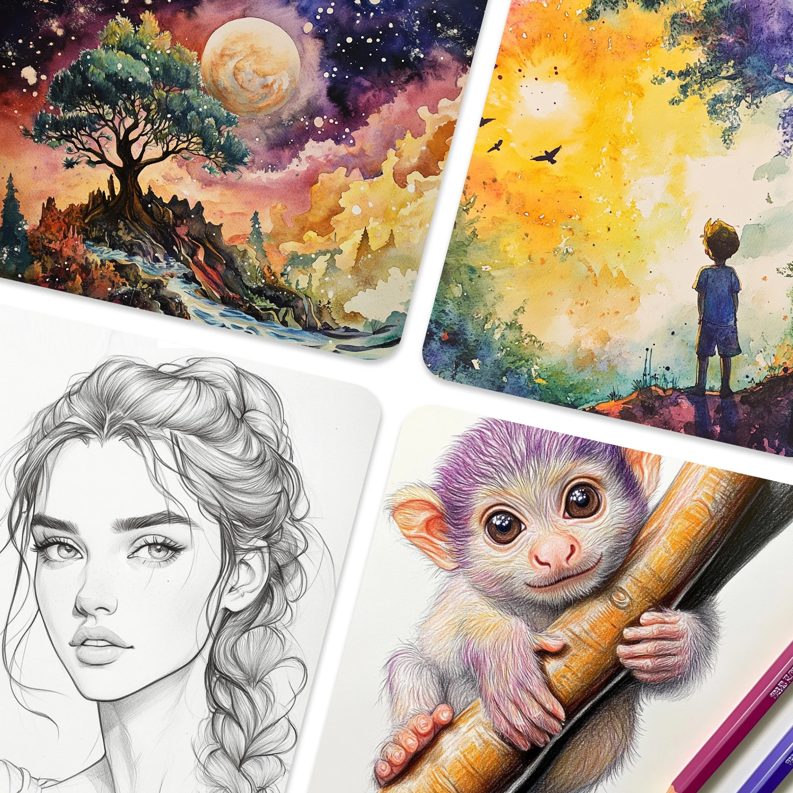 40/50/80/100 ورقة ورق ألوان مائية قطني 140 رطل/300GSM ورق طلاء لتلوين المياه بالضغط البارد للرسم الفني بالألوان المائية #6