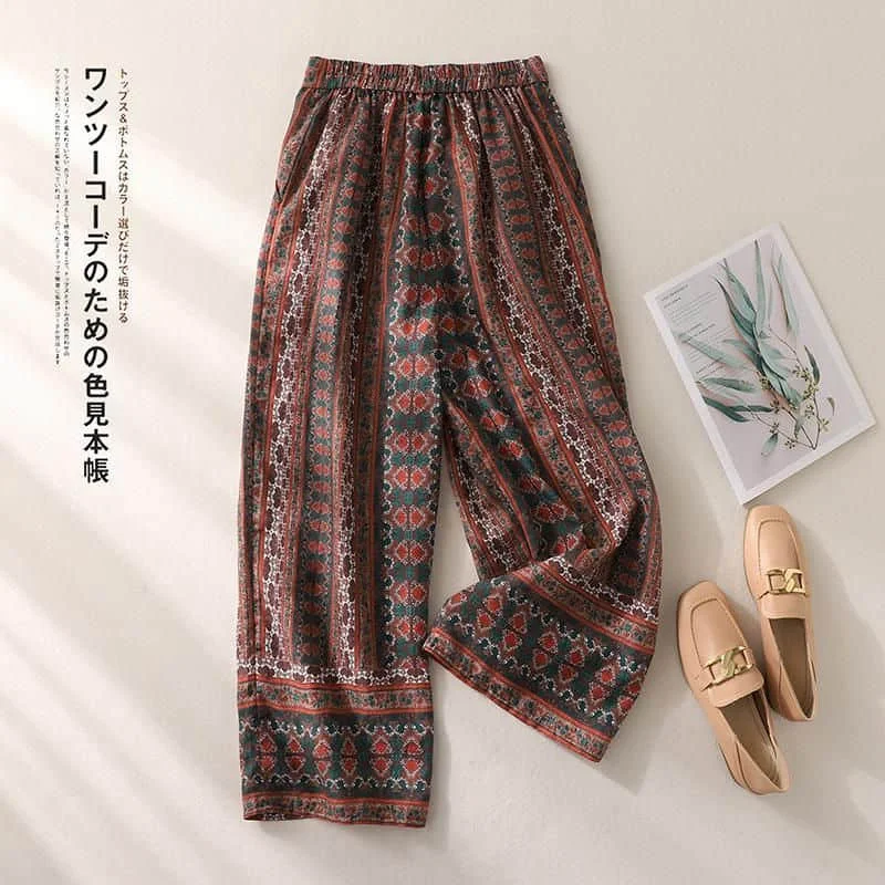 Print Pants for Women Loose Casual Minimalism Summer Sale Korean Style Basic Elastic Waist Harem Pants Streetwear Women Clothes