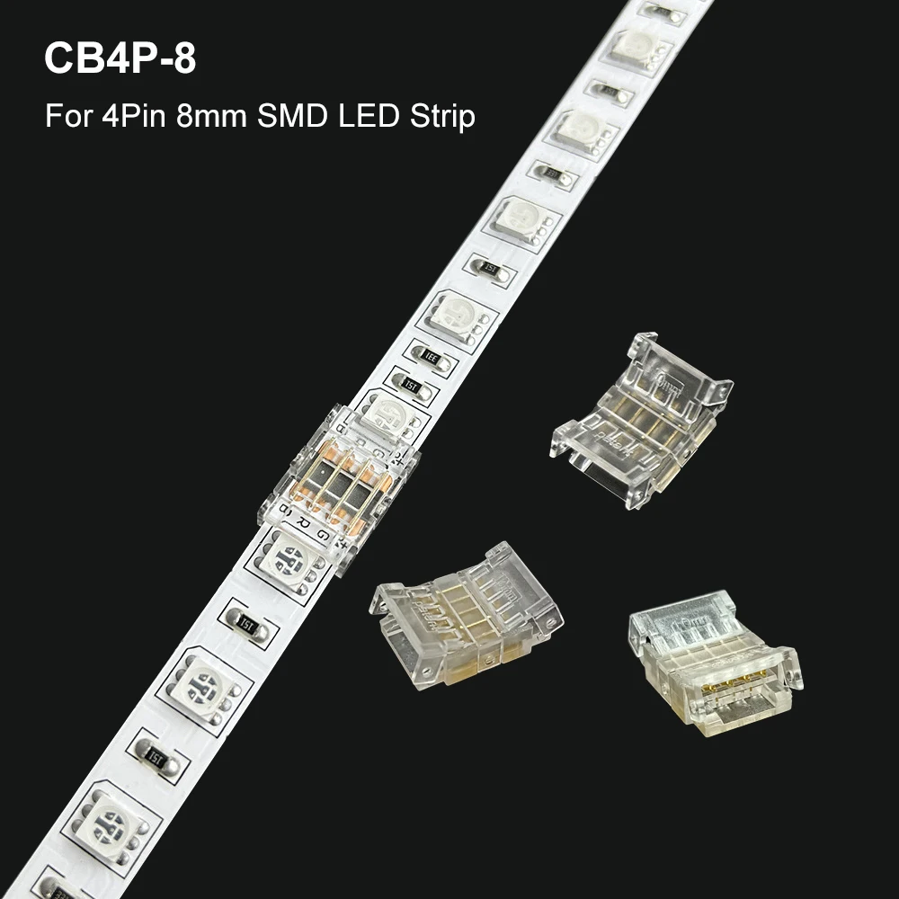 COB LED-Lichtstreifen Transparenter Lötfreier Hutverbinder L-förmige Kristallschnalle Geeignet für 5mm 8mm 10mm 2PIN 3PIN 4PIN – Detail 14