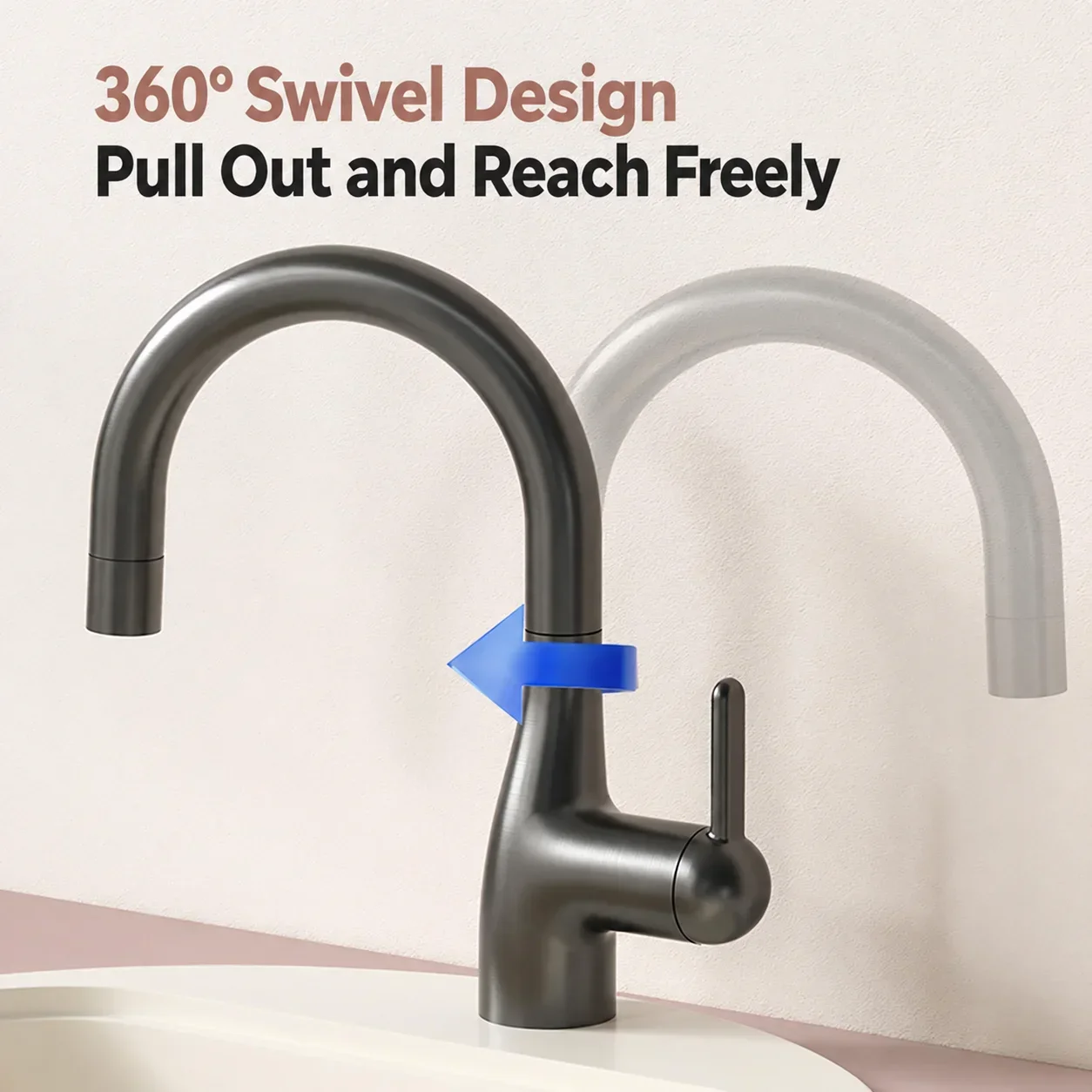 Brass Bathroom Washbasin Faucet Pull Out Hot Cold Water Sink Mixer Tap 360 Swivel Hidden Flip Nozzle Sprayer