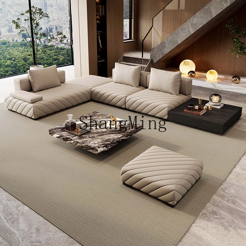 ZZJ minimalist fashion sense leather sofa hotel lobby meeting room home living room balcony high value comfortable sofa